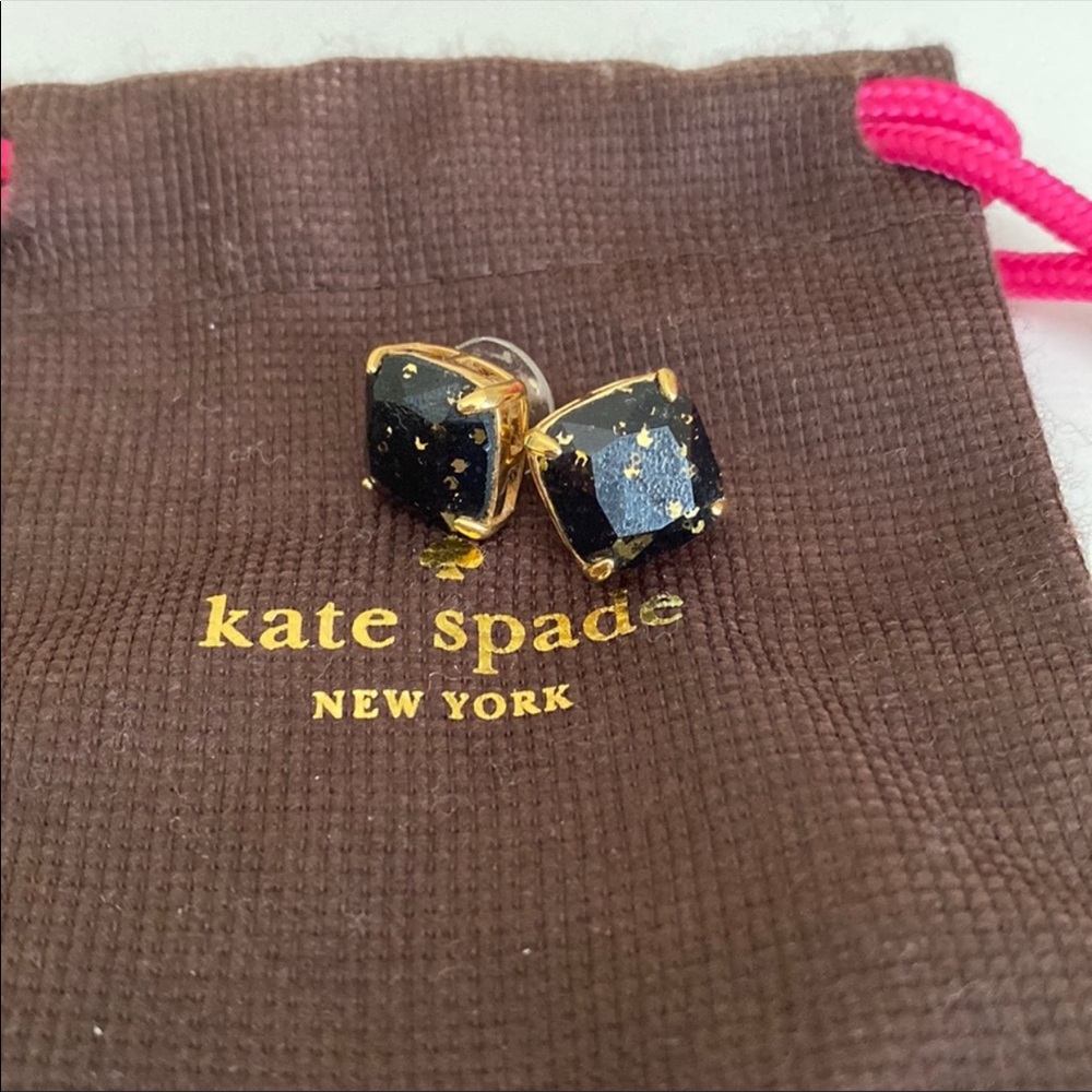 Kate Spade black and gold glitter studs
